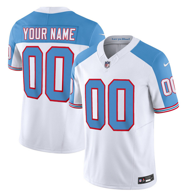 Men & Women & Youth Tennessee Titans Active Player Custom White Blue 2023 F.U.S.E. Vapor Limited Throwback Football Stitched Jersey
